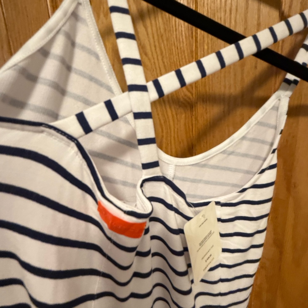 Fabletics Navy and White Striped Top